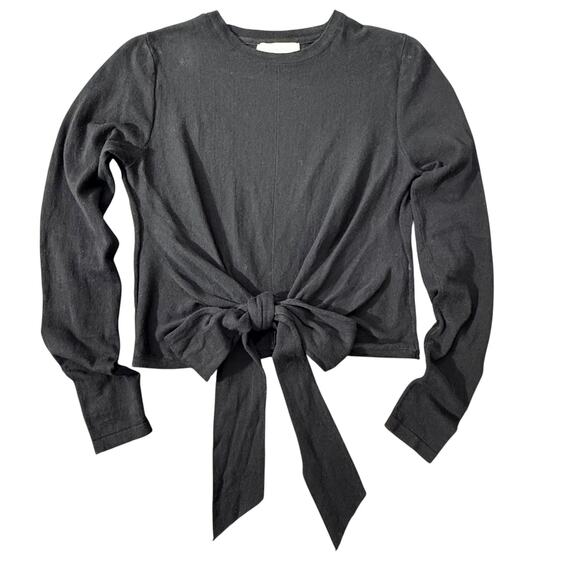 Modern Citizen Stevie Wrap Black Tie Waist Long Sleeve Top S Minimalist Luxury - Picture 1 of 10